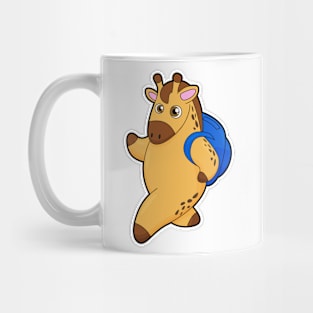 Giraffe as Student with Backpack Mug